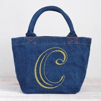 Organic Denim Initial  Tote C / Ginger Beach Inn Original