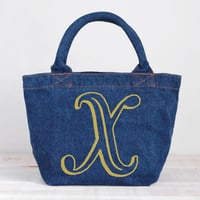 Organic Denim Initial Tote  X / Ginger Beach Inn Original