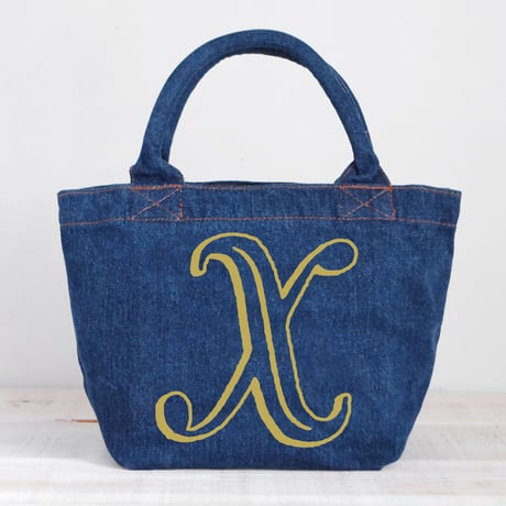 Organic Denim Initial Tote  X / Ginger Beach Inn Original