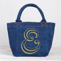 Organic Denim Initial Tote E / Ginger Beach Inn Original