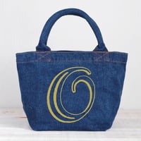 Organic Denim Initial Tote O/ Ginger Beach Inn Original
