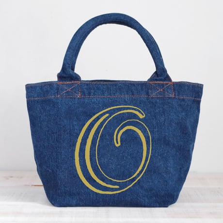 Organic Denim Initial Tote O/ Ginger Beach Inn Original