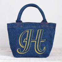 Organic Denim Initial Tote H / Ginger Beach Inn Original