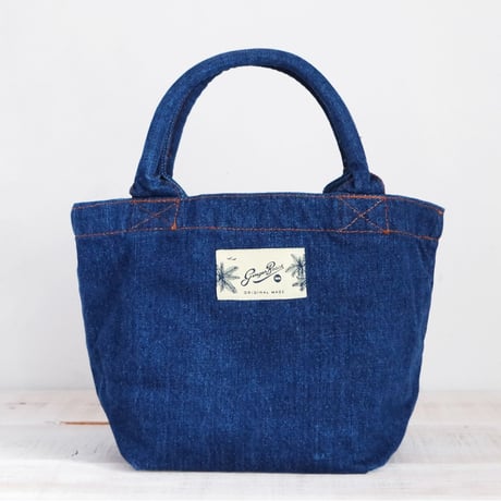 Organic Denim Initial  Tote R / Ginger Beach Inn Original
