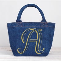 Organic Initial Denim Tote A  / Ginger Beach Inn Original