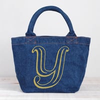 Organic Denim Initial Tote Y / Ginger Beach Inn Original