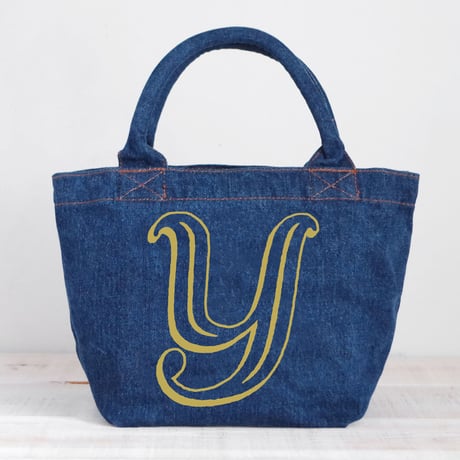 Organic Denim Initial Tote Y / Ginger Beach Inn Original