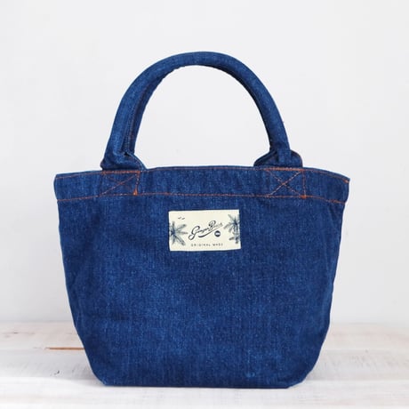 Organic Denim Initial Tote O/ Ginger Beach Inn Original