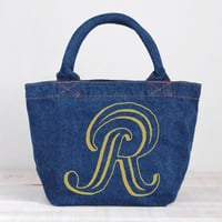 Organic Denim Initial  Tote R / Ginger Beach Inn Original
