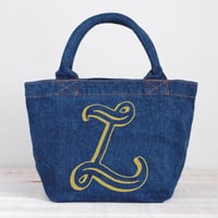 Organic Denim Initial Tote L / Ginger Beach Inn Original