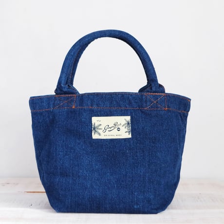Organic Denim Initial Tote M / Ginger Beach Inn Original