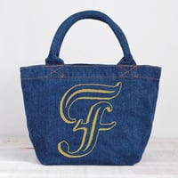 Organic Denim Initial Tote F / Ginger Beach Inn Original