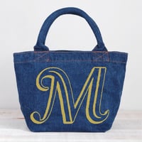 Organic Denim Initial Tote M / Ginger Beach Inn Original