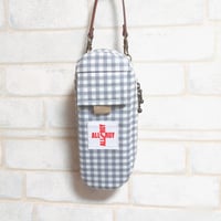 【送料無料】ひょっこりエピペンポーチ１本両開きタイプ　くすみグレー•ギンガムチェック柄ラミネート生地【No.20250503】