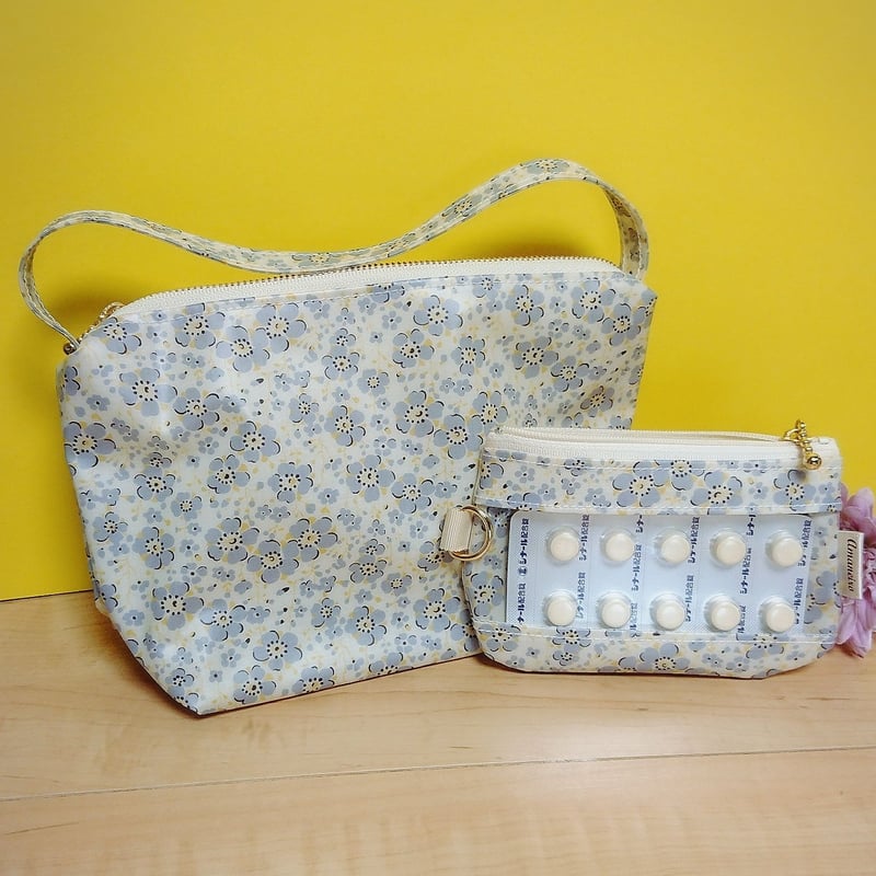 持ち手付きラミネートポーチ&ミニポーチセット【180601B】 | 雨音色