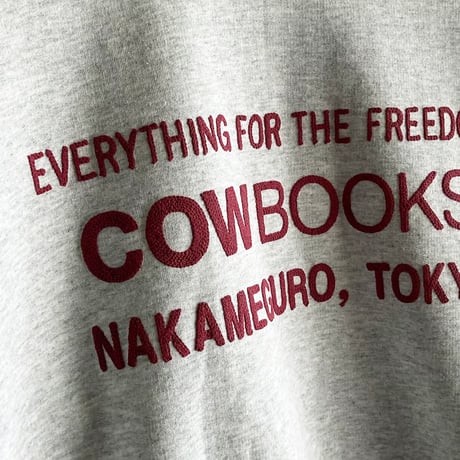 COW BOOKS（カウブックス）"Book Vendor Sweatshirt (Logo/Ash×Wine)(M/L/XL)"