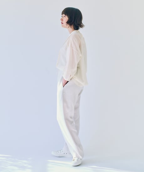 -M-［medium］リネンネルパンツ Ines / サンド