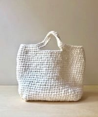 ［100% hand knit］裂き布バッグ/ ホワイト