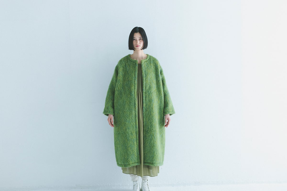 M-［medium］モヘアシャギーロングコート Holly / グリーン | days