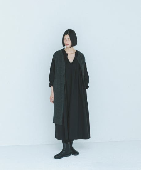 -M-［medium］ウールカシミヤロングジレ Vervain / チャコール