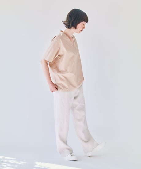 -M-［medium］リネンネルパンツ Ines / サンド