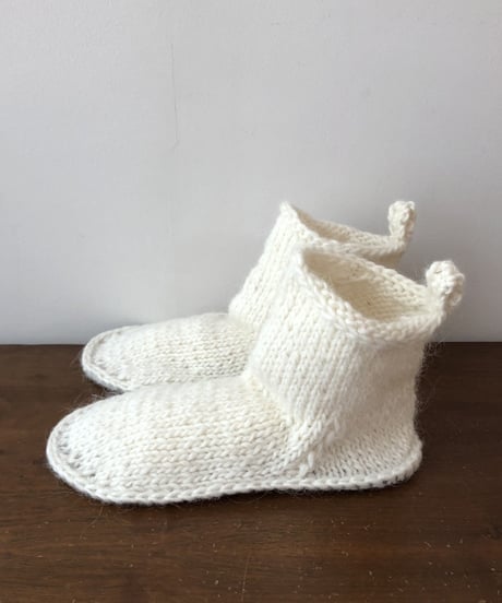 ［100% hand knit］ルームシューズ / ホワイト