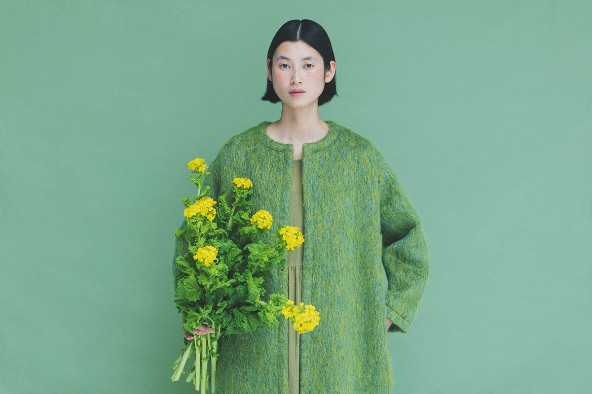 【美品】イタリア製 モヘア50% ロングコート シェルボタン グリーン 44 fit=scale-down,w=1200