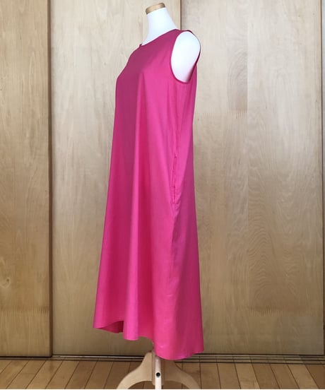 -M-［medium］コットンサテンワンピース Ruby / ピンク