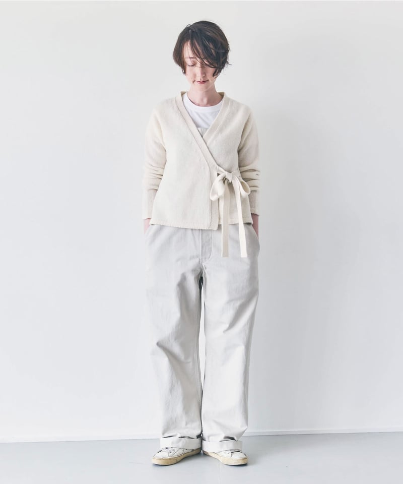 M-［medium］カシミヤウールラップカーディガン Blanche / オフ