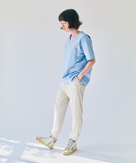 -M-［medium］VネックTシャツ Lea / ブルー