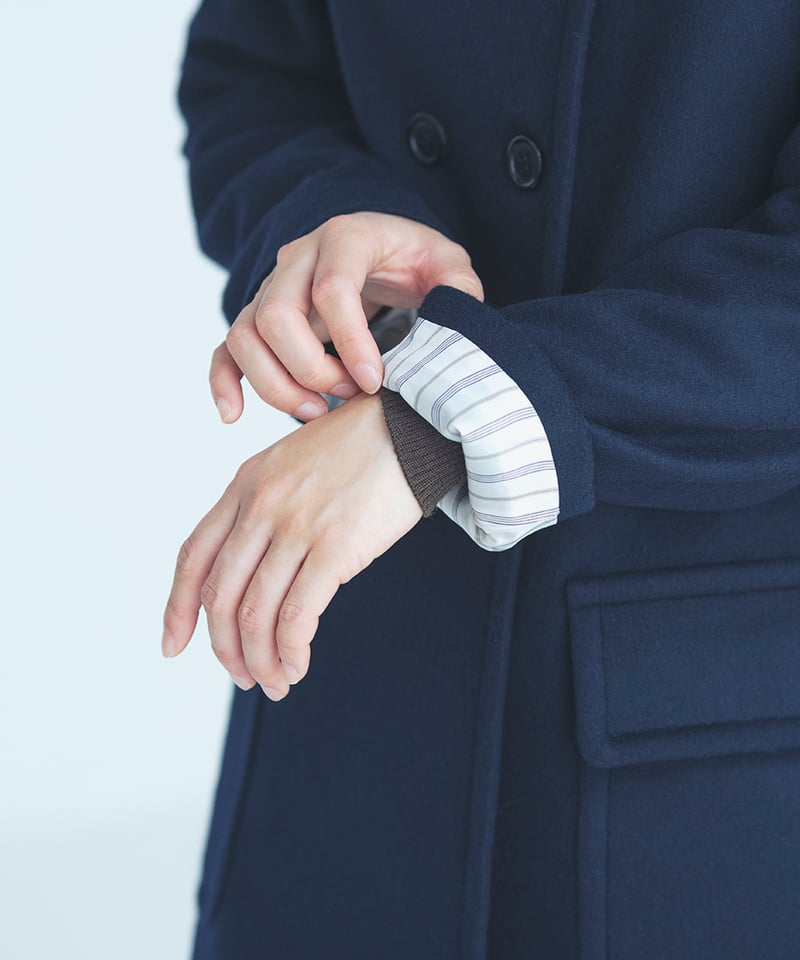 MSGM　エムエスジーエム　チェスターコート　ウール　切替　総柄　ネイビー　M M-［medium］ウールコート M coat / ネイビー | days