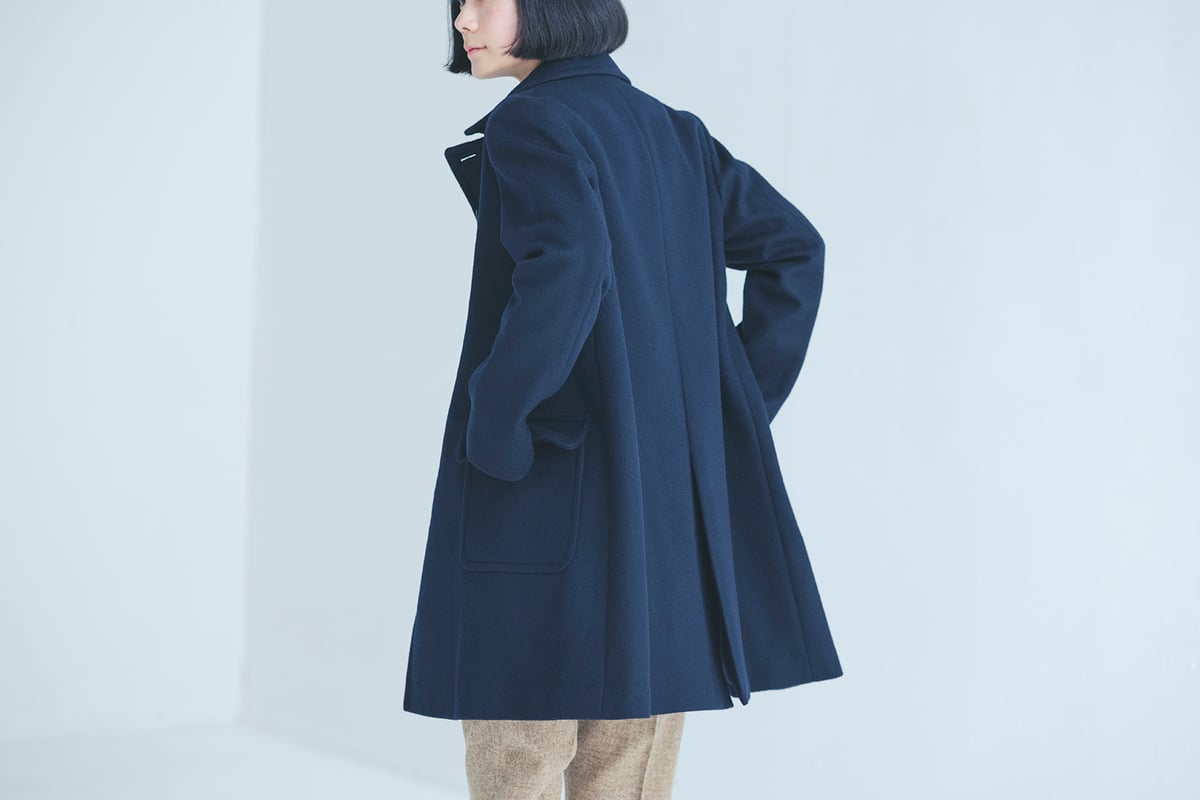 男子　ウール ネイビーコート サイズM 小さいサイズのウールチェスターコート（ネイビー / XSサイズ