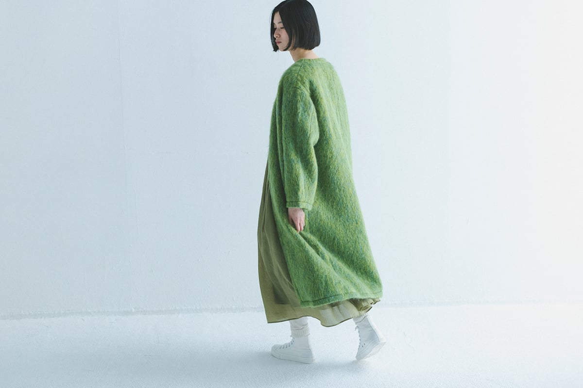 M-［medium］モヘアシャギーロングコート Holly / グリーン | days