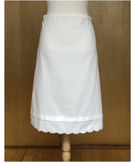 -M-［medium］コットンネルスカラップスカート anne / ホワイト