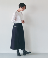 -M-［medium］コットンツィードラップスカート margot / ブラック