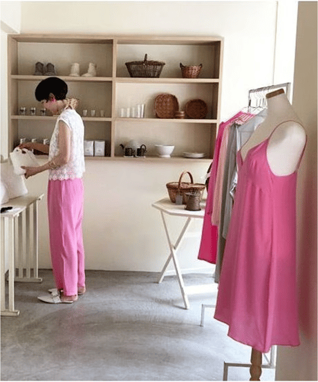 -M-［medium］シルクパンツ Lulu / ローズ