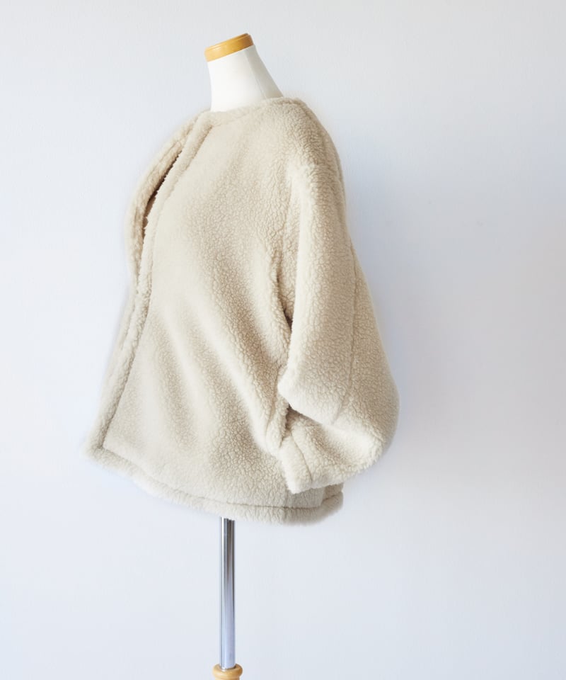 未使用　M　ミディアム　ウールボアロングコート　ライトベージュ　free M(ミディアム) ウールボアロングコート ライトベージュ F フリーサイズ