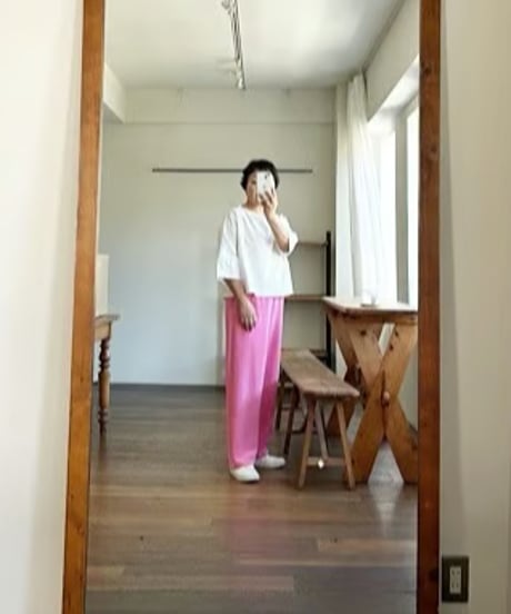 -M-［medium］シルクパンツ Lulu / ローズ