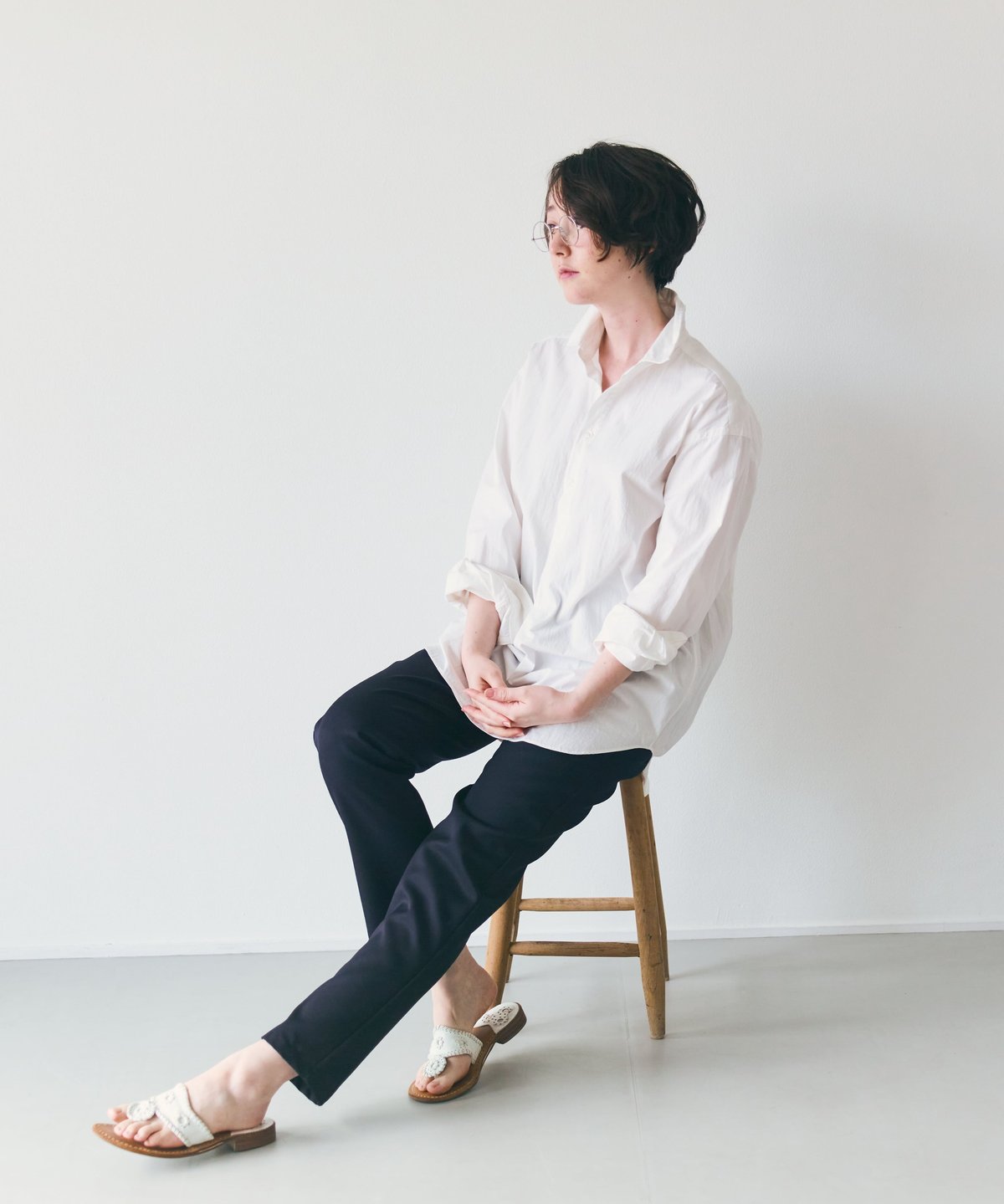 M-［medium］ウールギャバジンパンツ Ella / ネイビー | days