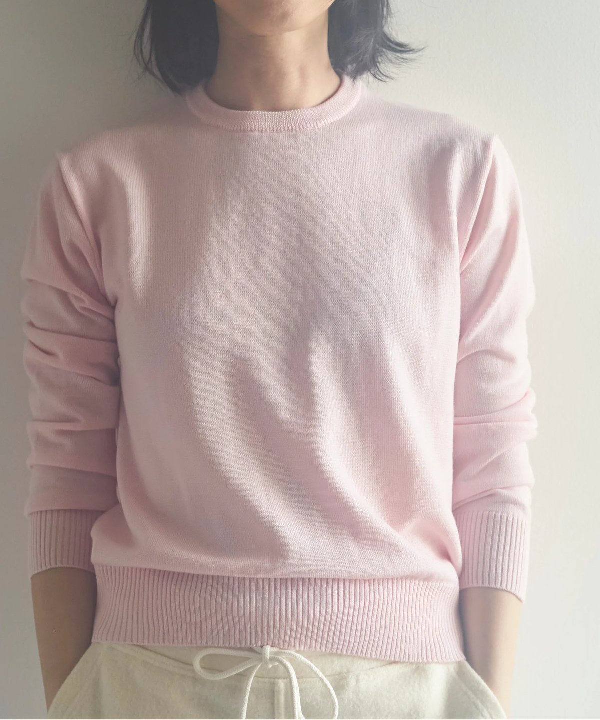 ピンクニットプルオーバー 畦編クルーネックニットプルオーバー＜大きいサイズ有＞シック