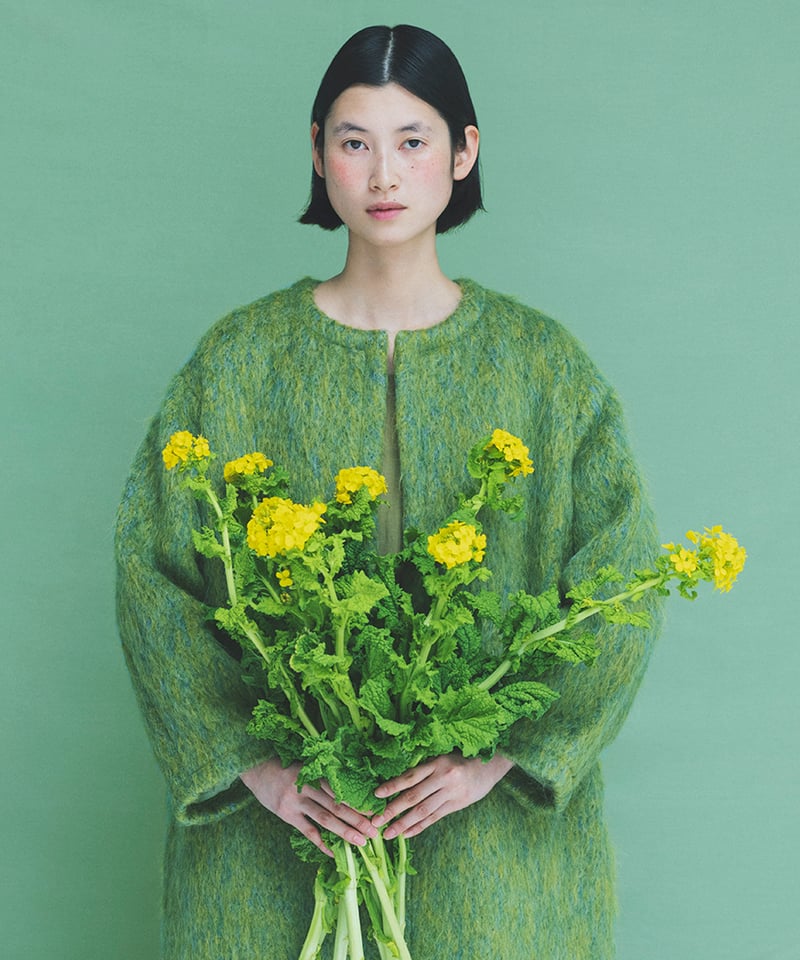 M-［medium］モヘアシャギーロングコート Holly / グリーン | days