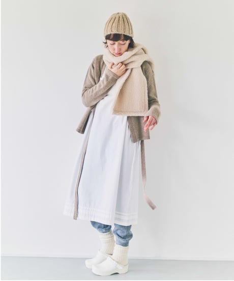 -M-［medium］カシミヤウールラップカーディガン Blanche / ベージュ