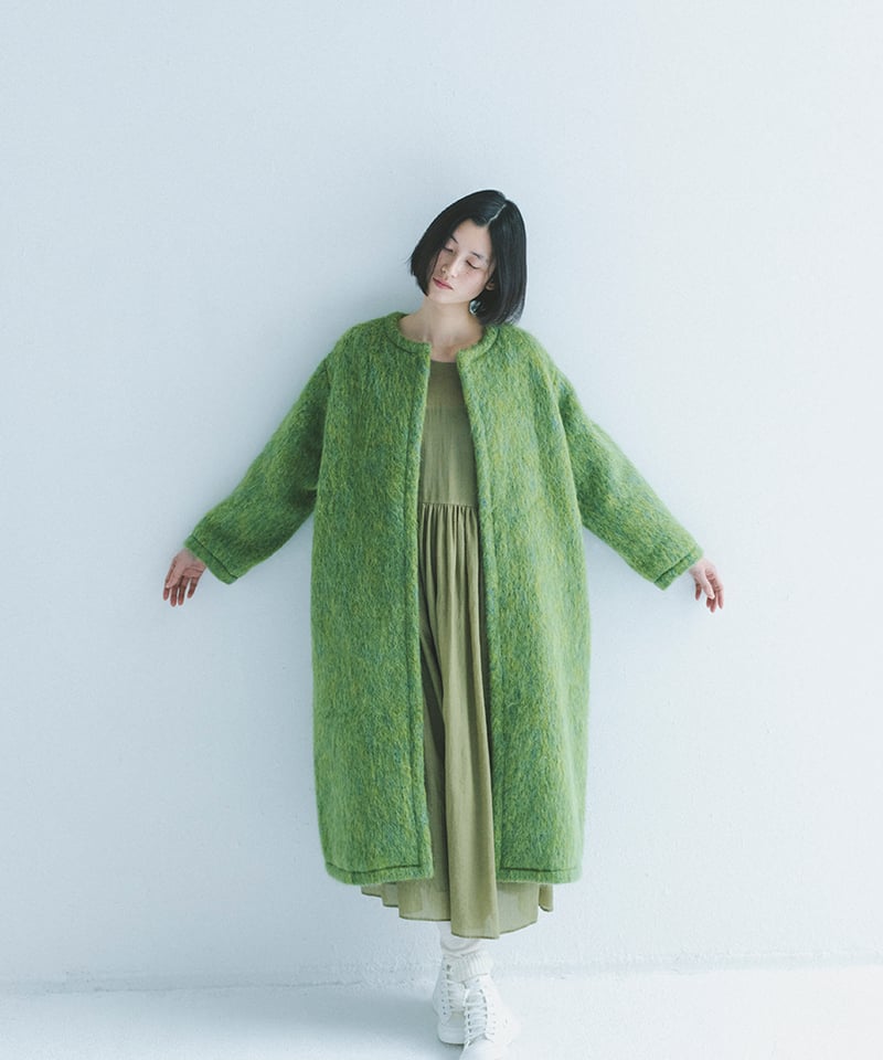 M-［medium］モヘアシャギーロングコート Holly / グリーン | days