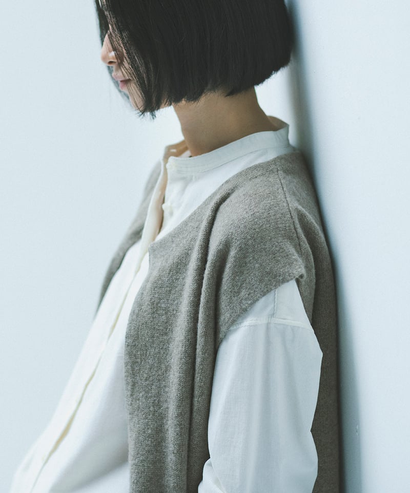 M-［medium］ウールカシミヤロングジレ Vervain / ベージュ | days