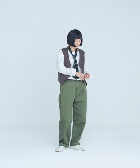 -M-［medium］チノクロスパンツ Teddy / カーキグリーン