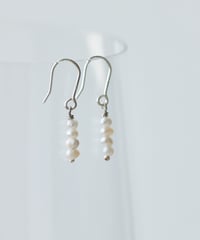 淡水パールピアス / 平たい丸パール