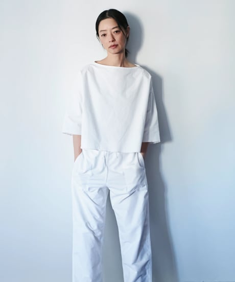 -M-［medium］セルヴィッジホースクロスプルオーバー Ginger / ホワイト