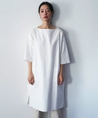 -M-［medium］セルヴィッジホースクロスワンピース Thyme / ホワイト