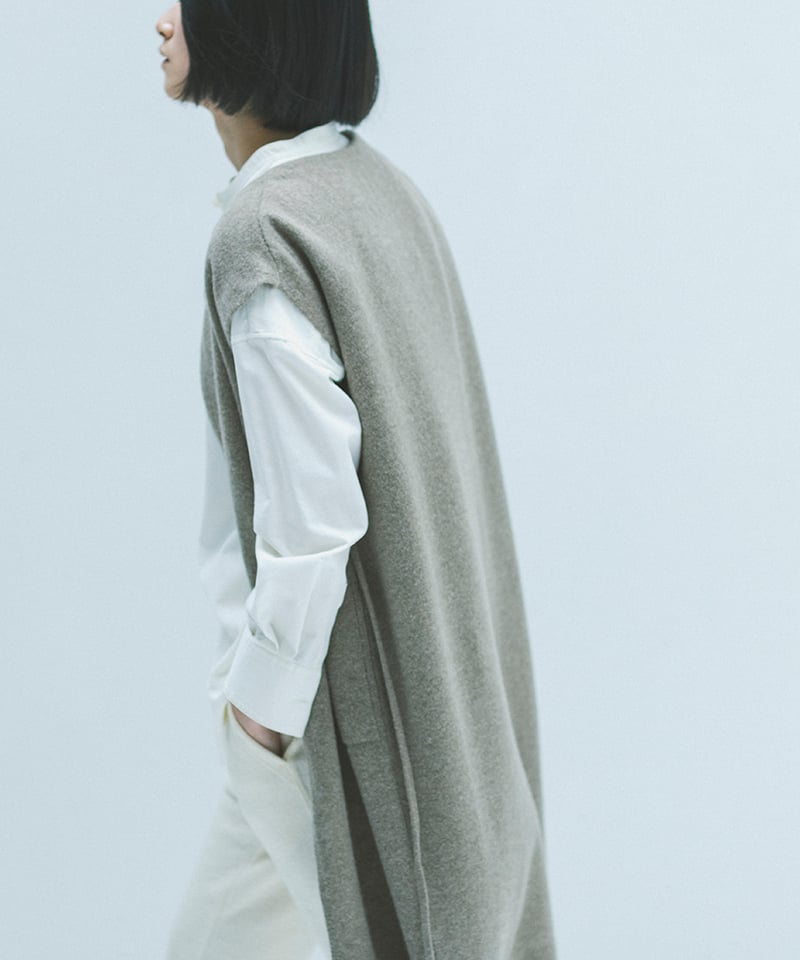 M-［medium］ウールカシミヤロングジレ Vervain / ベージュ | days