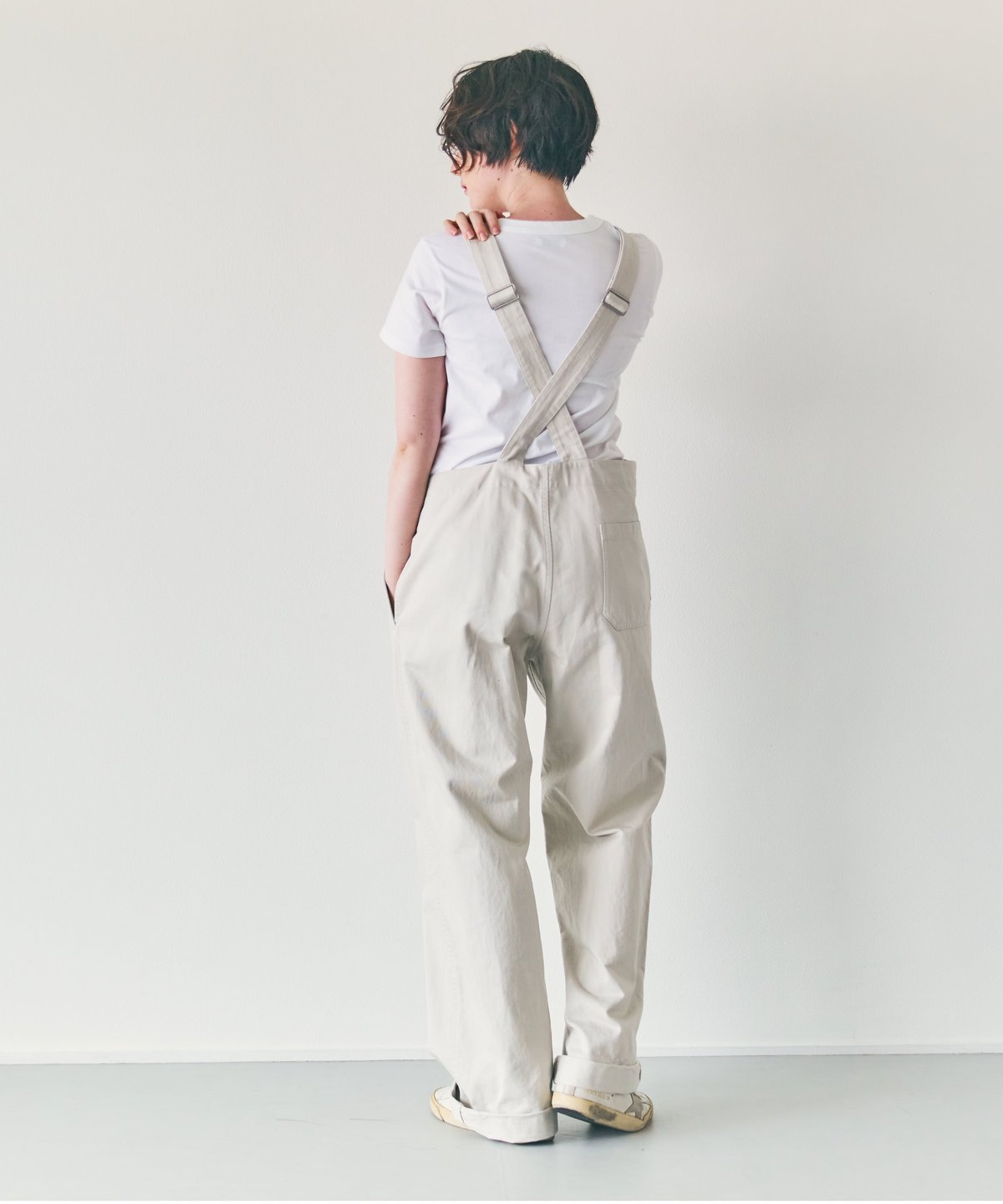 outersunset オーバーオールcotton linen ベージュM本体麻55%綿45 ...